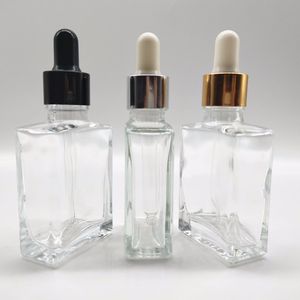 30 ml lege heldere glazen druppelklepfles voor lichte oog etherische olie parfum vape e vloeistof met kinderproof cap zwart goud zilver kleur