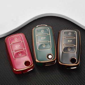 TPU Car Key Fob Case Shell For VW Volkswagen Polo Tiguan Passat B5 B6 B7 Golf 4 5 6 MK6 Jetta Lavida For Skoda Octavia Plating Edge Auto Keys Remote Protect Covers