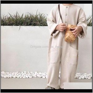 Overalls Pants Baby Baby Maternity Drop Delivery 2021 Kids Jumpsuit Boys Autumn Winter Clothing Toddler Girl Romper Long Sleeve Loose Solid C