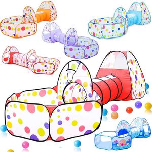 IMBABY 3 In 1 Baby Playpen For Children Kids Ball Pit Playpen Portable Babys Fence For born Play Yard Tent Tunnel With Basket 211028