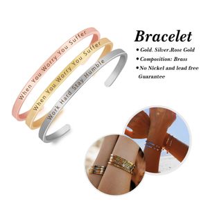 Carpe Diem Inspirational Positive Cuff Bracelet Engraved Quote Bangles Unique Personality Gift for Friend and Family Q0719