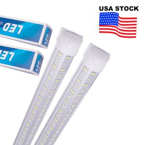 V-Shaped 2ft 3FT 4FT 5FT 6FT 8FT Kylare Dörr LED-rör T8 Integrerade dubbelsidiga sidor Ljus 85-265V Lager i US Los Angles New Jersey 25 Pack Ualight