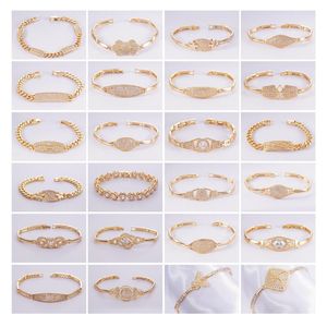 Link, Corrente 10pcs Atacado Charms Cor de Ouro Zircão Pulseiras Elegantes Vintage Bangles para Mulheres Fashion Festa Jóias Presentes