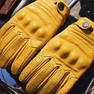 Spring Summer Racing Motorbike Cowhide Gloves Mens Women Driving Supertech Black/Yellow racing bike knight Leather motorcycle