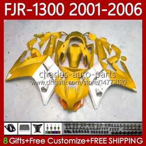 Corpo OEM per YAMAHA FJR-1300 FJR 1300 A CC 2001 2002 2003 2004 2005 2006 Oro argento Carrozzeria 106No.69 FJR1300A FJR-1300A 01-06 FJR1300 01 02 03 04 05 06 Kit carenatura MOTO