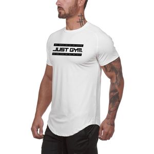 Apenas ginásio t-shirt t-shirt homens bodybuilding vestuário homens verão marca apertado tops tees homme aptidão lisa rápida seca tshirt 210421