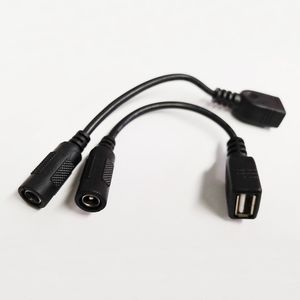 Cabos do conector, DC 5.5 * 2.1mm Jack feminino para USB2.0 Adaptador de energia do soquete A-feminino Adaptador de energia / 25pcs