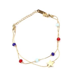 Bransoletki Bracelets Boho Multilayer Bransoletka dla kobiet Dziewczyny Kolorowe akrylowe złoto stal nierdzewna biżuteria mody
