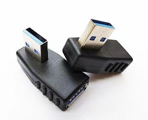 Datoranslutningar, vänster vinklad 90 graders USB 3.0 Man / Kvinnlig adapter, en man till kvinnlig / 10st