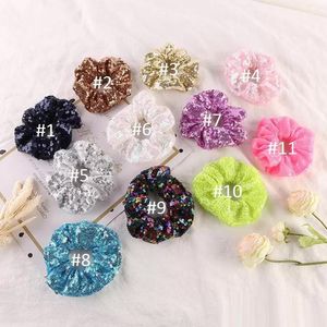 11 colori Donne Ragazze Paillettes Glitter Mermaid Panno Anello elastico Cravatte per capelli Accessori Ponytail Holder Fasce per capelli Elastico Scrunchies