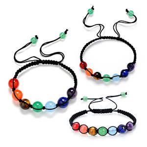 Mulheres Multicolor Homens 6-10mm Pedra Natural Pedra Pulseiras Castanhas Azul Turquesa Beaded Bracelete Trançado Pulseira Tamanho Tamanho Ajustável Pulseira Jóias