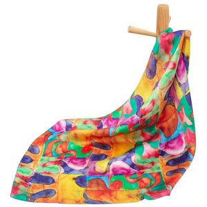 100% Pure Scarf Bandana Female Handkerchief Top Luxury 's Natural Silk Square Headband Plaid Neckscarf for Women