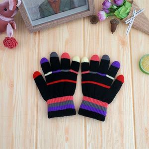 Kinder-Fingerhandschuhe, Fünf-Finger-Handschuhe, niedliche Winter-warme Kaschmir-Farbe, bedruckt, gestrickt, Flip-Fäustlinge für Kinder