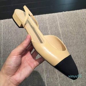 송아지 가죽 여성 Catwalk 새끼 고양이 발 뒤꿈치 펌프 Slingbacks 샌들 뮬 플랫 베이지 그레이 드레스 원래 상자가있는 단일 신발