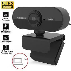 Webcam Mini videocamera HD Full 1080P Piccola webcam USB Microfono incorporato Messa a fuoco automatica Webcast Meeting Foto Videochiamata Webcamera desktop Plug and Play per computer portatile