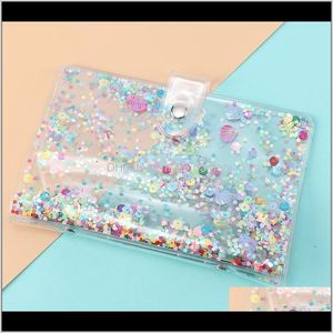 Prodotti per l'archiviazione di libri Scuola Business Industrial Drop Delivery 2021 A5 / A6 Raccoglitore di paillettes in PVC trasparente Copertina per blocco note con anello in metallo a 6 fori Cute Diar