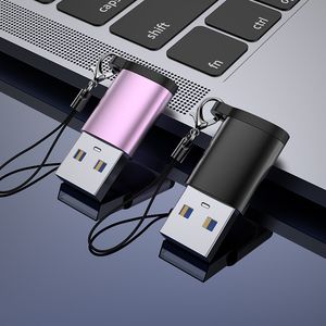 Metal USB3.1 Typ-C OTG Adapter Typ C till USB 3.1 Datakonverteringskontakt för all typ C-enhet med snodd