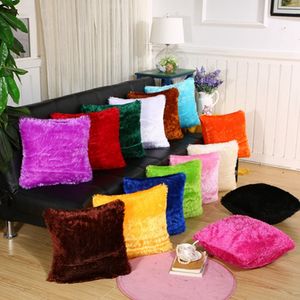 Faux Fur Throw Pillow Case 43 * 43cm Partihandel Fluffy Plush Cushion Cover 16 Färger Hem Dekorativ kuddväska Gåvor ZWL241