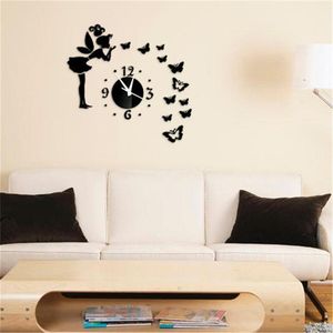 Wall Stickers Creative Clock DIY Mirror Decoration Sticker Butterfly Hanging