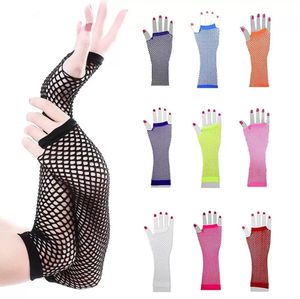 Fashion Neon Fishnet Fingerless Long Gloves Leg Arm Cuff Party Wear Fancy Dress For Womens Sexy Beautiful Arm Warmer 9 Colors