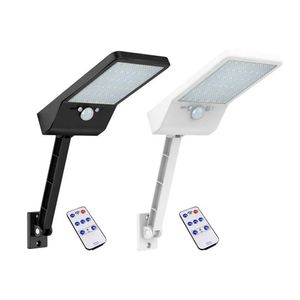 48 LED Solar Wall Light PIR Motion Sensor Outdoor Yard Street Lamp Waterproof with Remote Control - Black