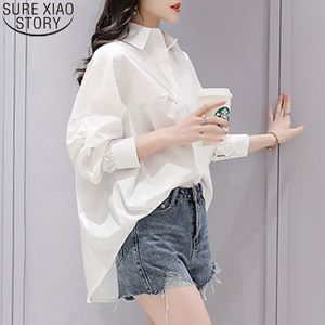 Plus Size Odzież Elegancki Biały Z Długim Rękawem Luźna Koszula Kobiety Jesień Blusas Mujer De Moda Odzież 11195 210417
