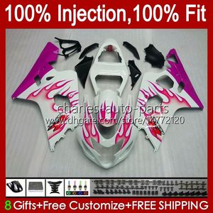 Injektionsformmissor för Suzuki GSXR600 GSXR750 GSXR-750 K4 04 05 43NO.138 GSXR 750CC 600CC 750 600 CC Pink Flames GSXR-600 2004 2005 GSX-R750 2004-2005 OEM Body Kit