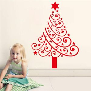 Стены наклейки Рождественская елка со звездой для магазина офис дома украшения дома окна наклейки Xmas фестиваль сезон росписи искусства