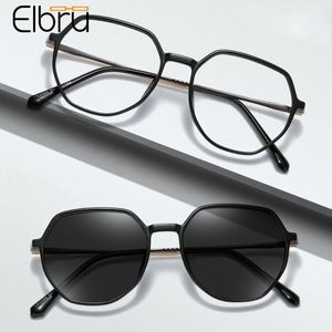 Elbru Anion Retro Metal Oversized Glasses Frame Men Women Ultralight Transparent Color Eyewear Pochromic Lens Plain Fashion Sunglasses Frame