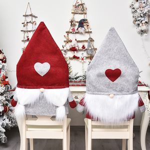 Fodera per sedia natalizia Copricapo per Babbo Natale Decorazione per sala da pranzo Custodia morbida per sedile elasticizzato natalizio Decorazioni per feste a casa CGY125