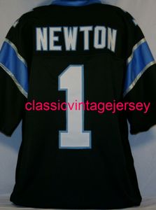 Uomo Donna Youth Cam Newton Maglia da calcio nera cucita personalizzata XS-5XL 6XL