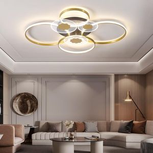 Gold Rings Office Dining Room Bedroom Kitchen Kid's Auditorium Ceiling Lights Indoor Home Decorative AC90-260V Fixtures