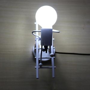 Lâmpada de parede LED de ferro forjado American Creative Metal Cartoon Robô Mural Quarto Children's Room Lamps