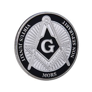 Silver Masonic Stamping Modelo Moeda Moda Acessórios Moda Masonaria Brotherhood Sob paternidade de Deus Comemorativo Moedas Freemason Token Collectible