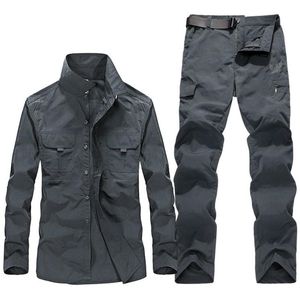 Men's Tracksuits 2021 Men Military Clothing Tactical Uniforms Summer Quick Dry Shirts Cargo Pants Army Combat Suit Work Hunt Sets-E