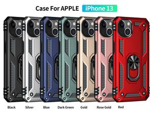 Hybrid Armor Phone Back Cover Cases For iPhone 13 pro max mini Car Metal Finger Ring Bracket kickstand anti-fall Shockproof Case