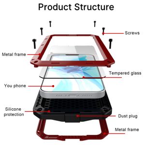 Heavy Duty Ochrona Zbroja Metalowa Aluminiowa Telefon Przypadki do iPhone 13 Pro Max Mini Wodoodporna pokrywa z detalicznym pudełkiem