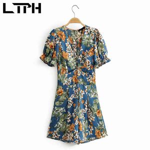 tuta stampata vintage donna eleganza casual pagliaccetti senza schienale scollo a V vita alta stile stayhome tute estate 210427