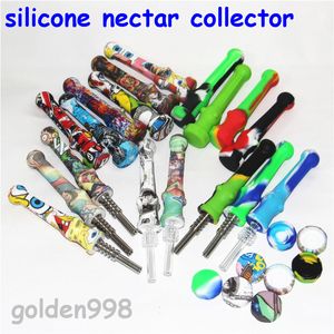 5pcs Silicone Nectar Kit Coots Concept Concept Smoke Tipe с 14 мм GR2 Titanium Tip Dab соломенное масло