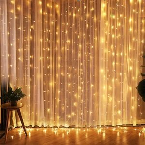 Stringhe 6x3 / 3x3m Led Matrimonio Fiaba String Lights Christmas 300 Ghirlanda per soggiorno Tenda per feste