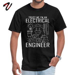 T-shirt 100% Cotton Men Tops T Shirt Trust Me I Am an Engineer Geek Quote Tees High Street Black White Tshirt Funny 210629