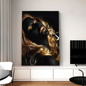 Modern Art Pictures Imprimir Loira Negra Mulher Pinturas de Lona Escandinavos Pôsteres e Impressões Home Decoração Fotos Mural