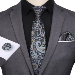 Linbaiway cm Men Ties Set Necktie Pocket Square Cufflinks Paisley Designer Wedding Tie For Hanky Cufflink Custom Logo Neck