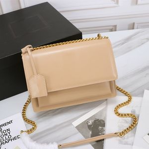 Luxury Designer Handbags Toothpick Pattern Leather Women Bag SUNSET Vintage Classic Shoulder Bags Chain Latest Color Designer purse Top Quality Medium 22cm