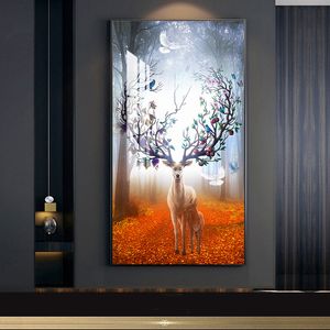 Олень матери и сын плакат животное в лесном дереве стена искусства для гостиной декоративные фотографии холст принты