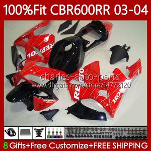 Fairings de OEM para Honda CBR600F5 CBR 600 RR F5 CC 2003 2004 Corpo 71No.94 CBR 600CC 600RR 600F5 03-04 Vermelho preto CBR-600 CBR600 RR CBR600RR 03 04 Molde de Injeção