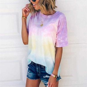 S-5XL Sommer T Shirt Frauen Langarm Tie Dye Drucken Beste Freunde T Shirt Streetwear Damen Blusa Tops T Shirt femme N50 Y0621