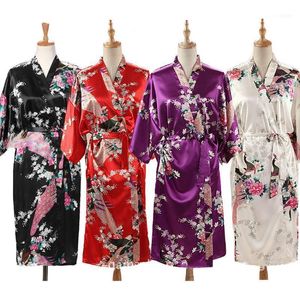 Pigiama da donna stile sciolto Home Sleep Wear Lace Up Peacock Print Abito da notte con scollo a V Kimono giapponese Yukata Bathing Robe1