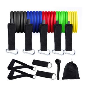 11PC / SET TPE Motståndsband 150 lbs Fitness Yoga övning Pull Rope Elastic Gym Expander Muskelstyrka Utbildningsutrustning H1026