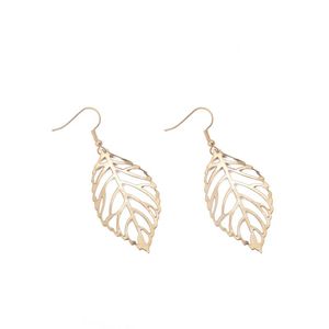 Fashion Charm Wholesale Jewelry Hollow Metal Leaves Dangling Long Statement Drop Earrings For Women